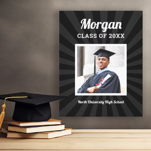 Personalised Black Class of 2024 Graduation Photo Canvas Print