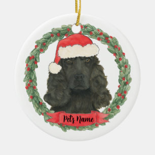Personalised Black Cocker Spaniel Christmas Ceramic Tree Decoration