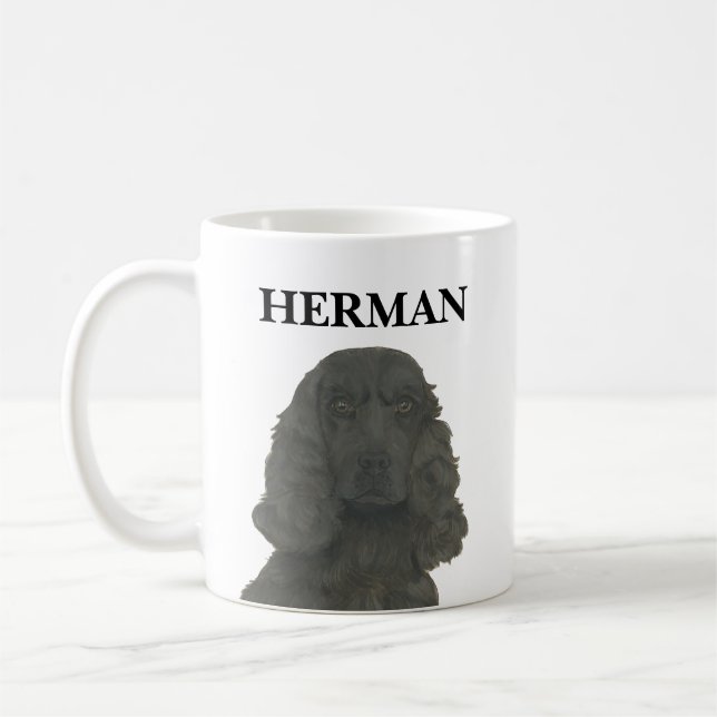 Personalised Black Cocker Spaniel Coffee Mug (Left)