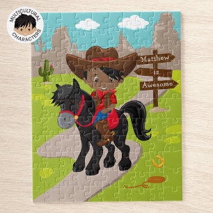 Personalised Black Cowboy Jigsaw Puzzle