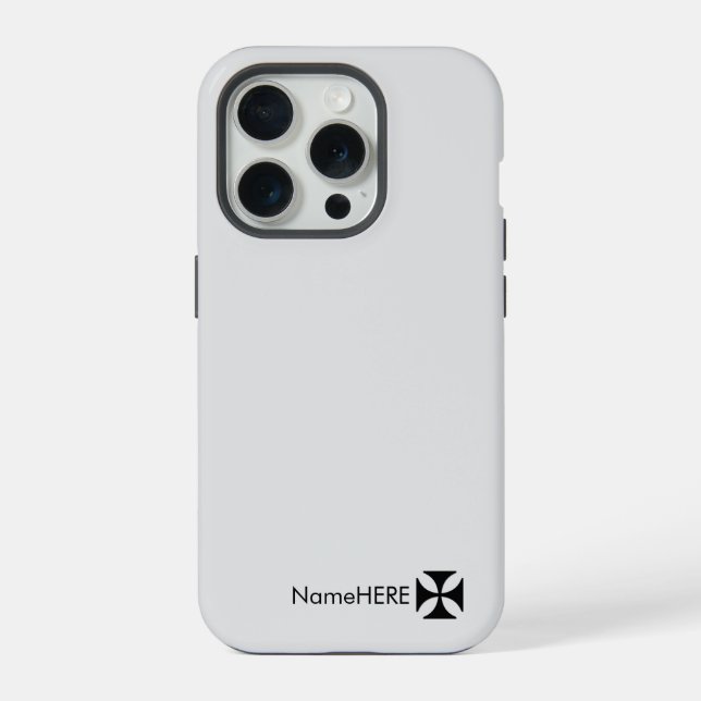 Personalised Black Cross Pattee Art, Light Grey iPhone Case (Back)