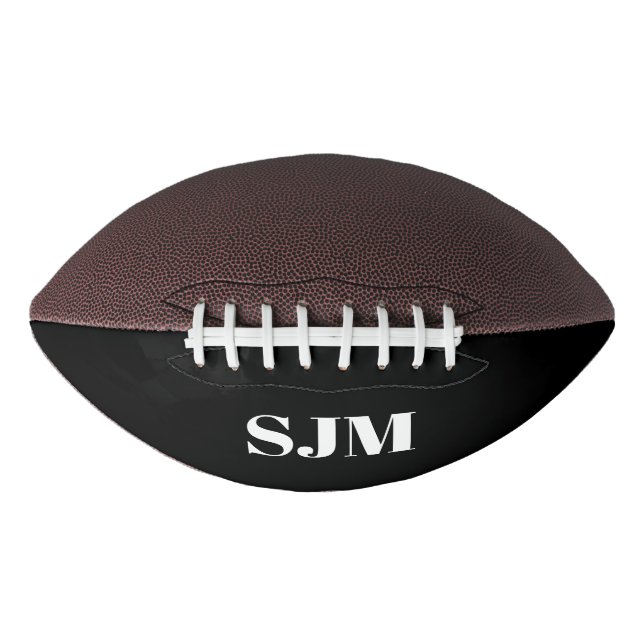 Personalised black Custom monogram initials name American Football (Front)