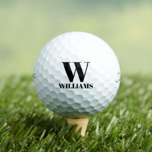 Personalised black custom monogrammed initial name golf balls