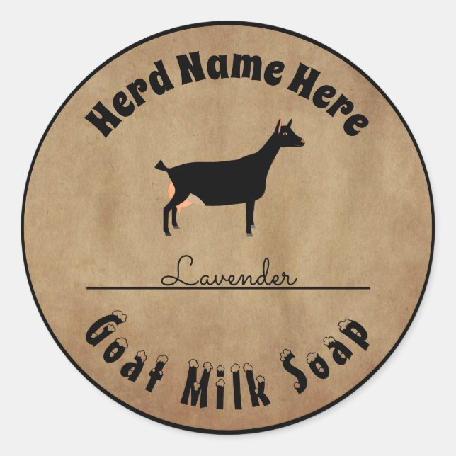 Personalised Black Dairy Goat Milk Soap Classic Round Sticker (Front)