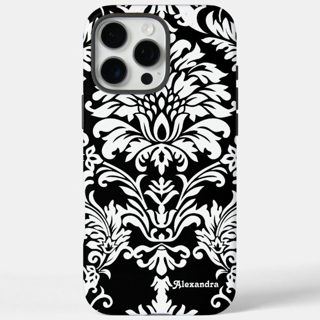Personalised Black Damask Case-Mate iPhone Case (Back)