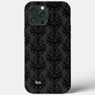 Personalised Black Damask iPhone 13 Pro Max Case