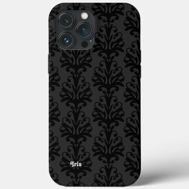 Personalised Black Damask  Case-Mate iPhone Case (Back)