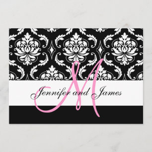 Personalised Black Damask Wedding Invitations