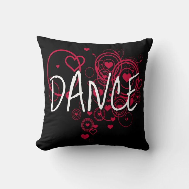 Personalised Black Dance Hearts Edgy Cushion (Front)