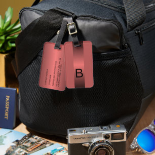 Personalised Black Dark Red Metallic Look Luggage Tag
