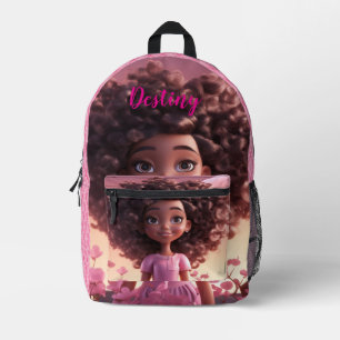 Personalised Black doll plaid  Printed Backpack
