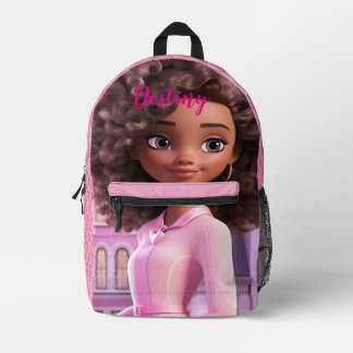 Personalised Black doll plaid Printed Backpack