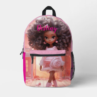 Personalised Black doll plaid  Printed Backpack