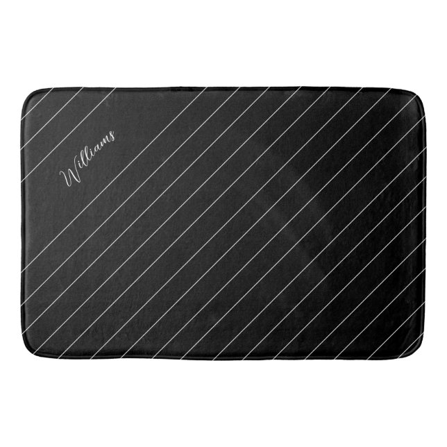 Personalised Black Elegant Script Bath Mat (Front)