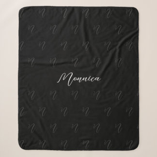 Personalised Black Elegant Script Sherpa Blanket