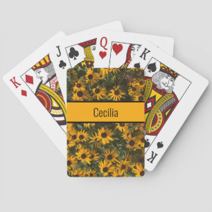 Personalised Black eyed Susan's Flowers Floral Playing Cards