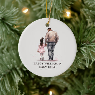 Personalised Black Father and Daughter (2) Ceramic Tree Decoration