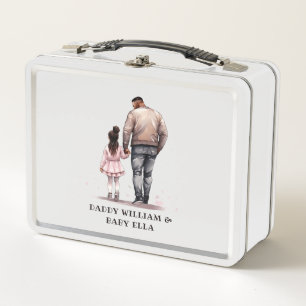 Personalised Black Father and Daughter (2) Metal Lunch Box