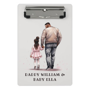 Personalised Black Father and Daughter (2) Mini Clipboard