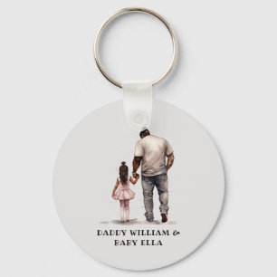Personalised Black Father and Daughter (3) Key Ring