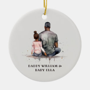 Personalised Black Father and Daughter (5) Ceramic Tree Decoration
