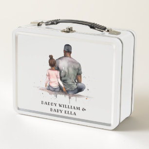 Personalised Black Father and Daughter (5) Metal Lunch Box