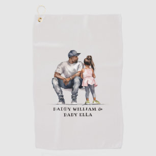 Personalised Black Father and Daughter (6) Golf Towel