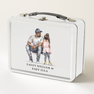 Personalised Black Father and Daughter (6) Metal Lunch Box