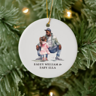 Personalised Black Father and Daughter (7) Ceramic Tree Decoration