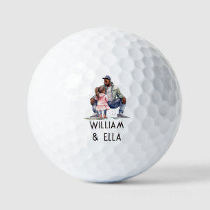 Personalised Black Father and Daughter (7) Golf Balls