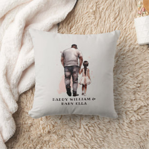 Personalised Black Father and Daughter Cushion