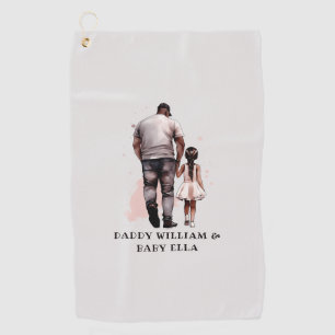 Personalised Black Father and Daughter Golf Towel
