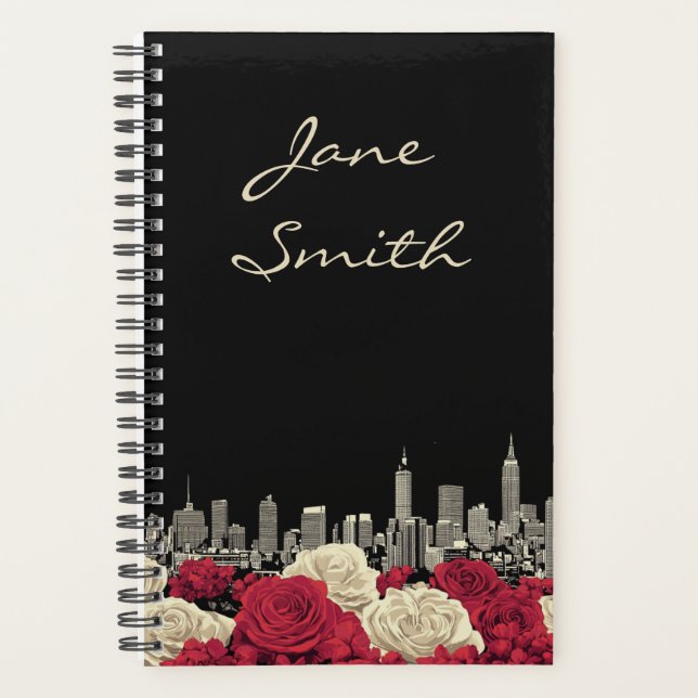 Personalised Black Floral Family Planner  (Front)