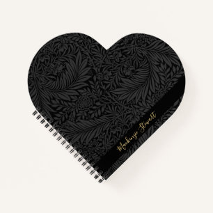 Personalised Black Floral Pattern Notebook