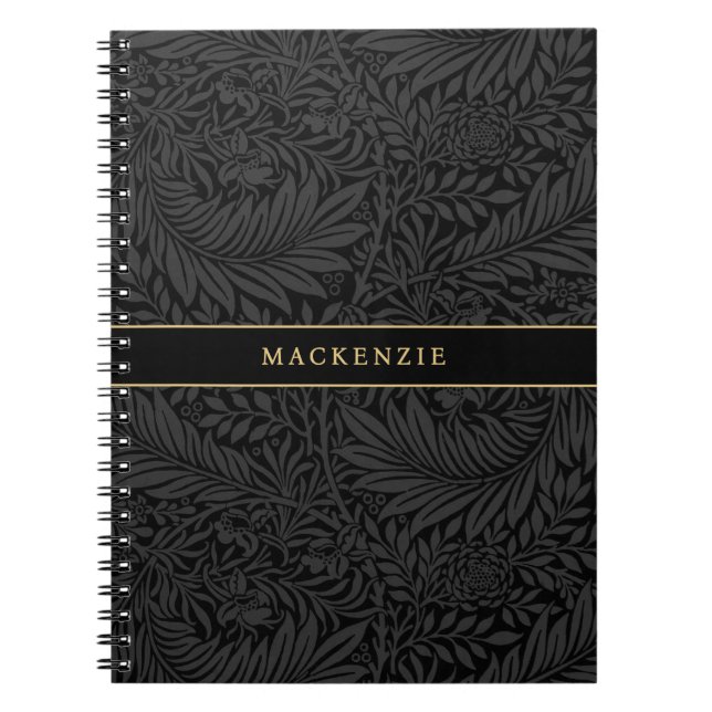 Personalised Black Floral Pattern Notebook (Front)