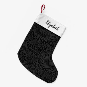 Personalised Black Floral Pattern Small Christmas Stocking