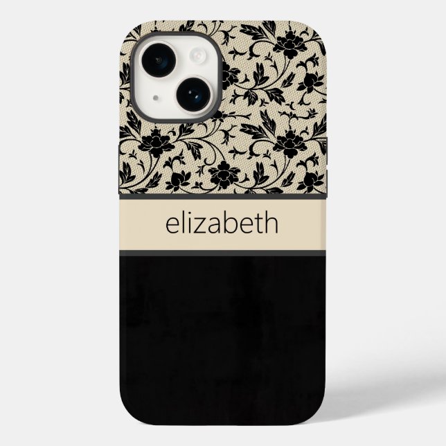 Personalised Black Floral Phone Case (Back)