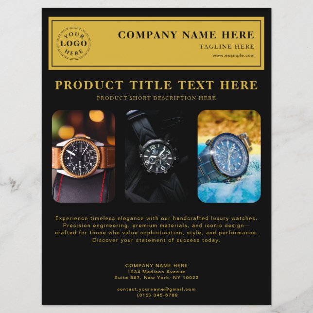 Personalised Black Flyer for Product Promotions (Front)