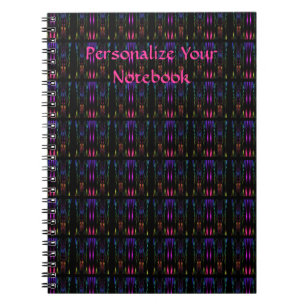Personalised Black Fractal Mosaic Spiral Notebook