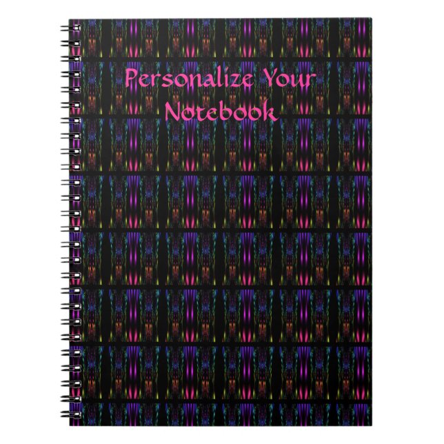 Personalised Black Fractal Mosaic Spiral Notebook (Front)