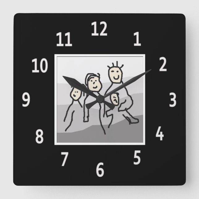 Personalised Black Framed Photo Square Wall Clock (Front)