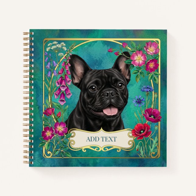 Personalised Black French Bulldog Notebook (Front)