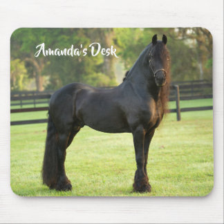Personalised Black Friesian Horse Mouse Mat