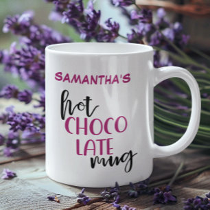 Personalised Black Fuchsia Hot Chocolate Mug