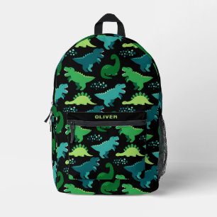 Personalised Black Funny Dinosaur Dino Pattern Printed Backpack