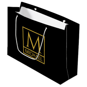 Personalised Black Gift Bag with Initial & Name
