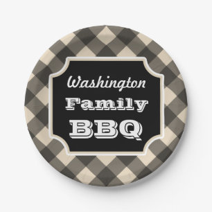 Personalised Black Gingham Paper Plates