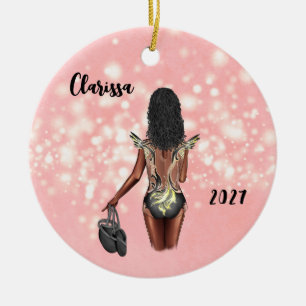 Personalised Black Girl Kids Dance Ornament