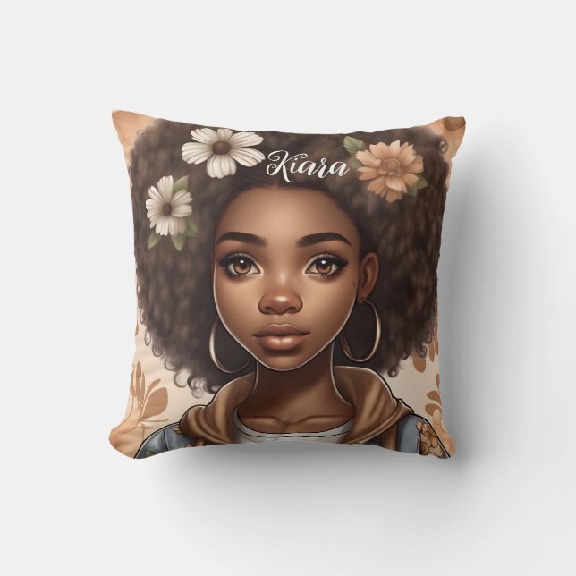 Personalised Black girl Pillow (Front)