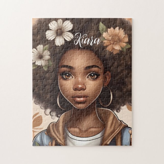 Personalised Black girl Puzzle (Vertical)